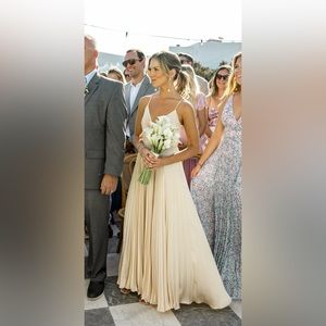 A.L.C. Aries Satin Pleated Dress Cala Cream